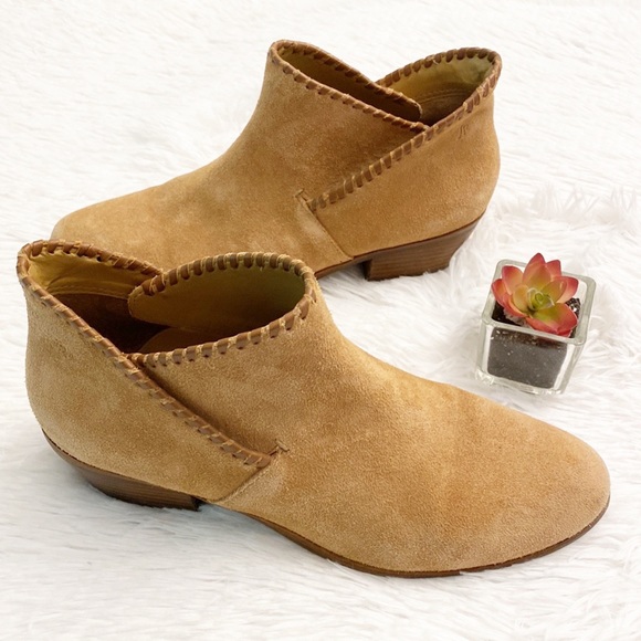 JACK ROGERS x Zappos | Tan Suede Leather Trim Heel Ankle bootie women size 9.5 - Picture 7 of 9